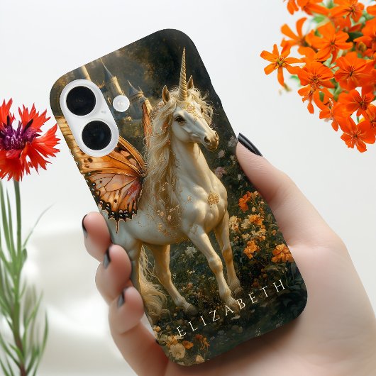 White Fantasy Fairy Horse Orange Butterfly Flügel Case-Mate iPhone Hülle