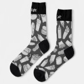 White Fast Food Icons Mustersocken Socken (Linkes Detail)