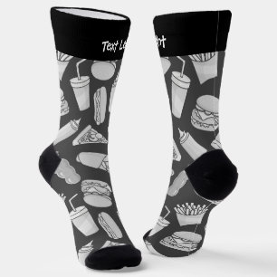 White Fast Food Icons Mustersocken Socken