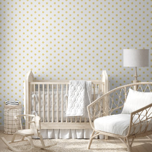 White Faux Gold Polka Dots Kinderzimmer Kindergart Tapete
