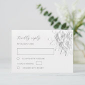 White Faux Paper Cut Roses Wedding RSVP Karte (Stehend Vorderseite)