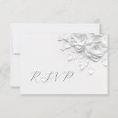 White Faux Paper Cut Roses Wedding RSVP Karte (Rückseite)