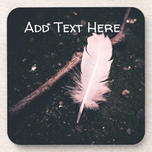White Feather and Twig on Walking Path Getränkeuntersetzer (Vorderseite)