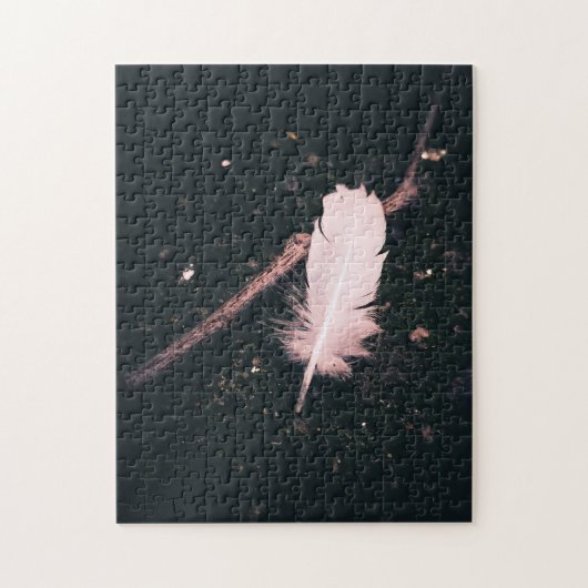 White Feather and Twig on Walking Path Puzzle (Vertikal)