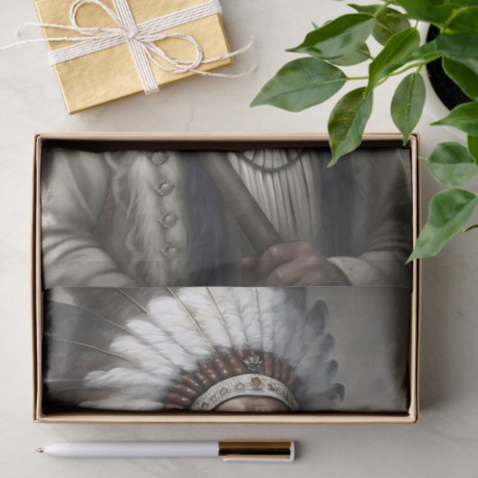 White Feather Chief & Tomahawk Decoupage Seidenpapier (Geschenk)