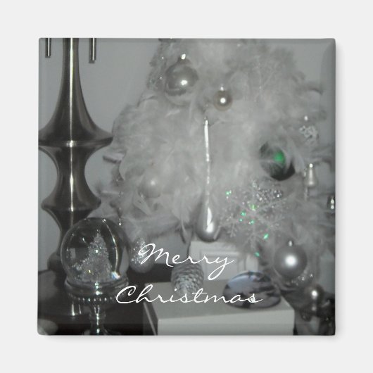 White Feather Christmas Tree Magnet (Vorne)
