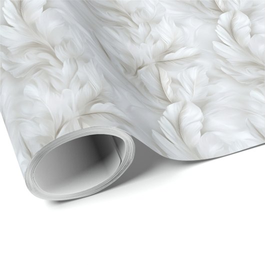 White Feather Muster Bridal Geschenkpapier (Rolleneckpunkt)