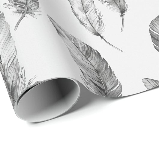 White Feathers Geschenkpapier (Rolleneckpunkt)