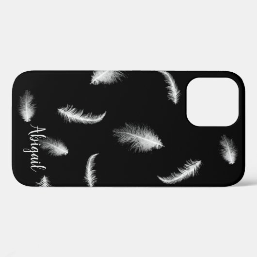 White Feathers on Black Case Mate iPhone Case (Rückseite (Horizontal))