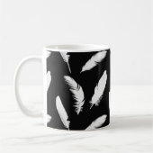 White Feathers on Black Coffee Tasse (Links)