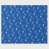 White Feathers on Blue Geschenkpapier (Flach)