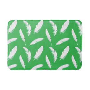 White Feathers on Jade Green Badematte