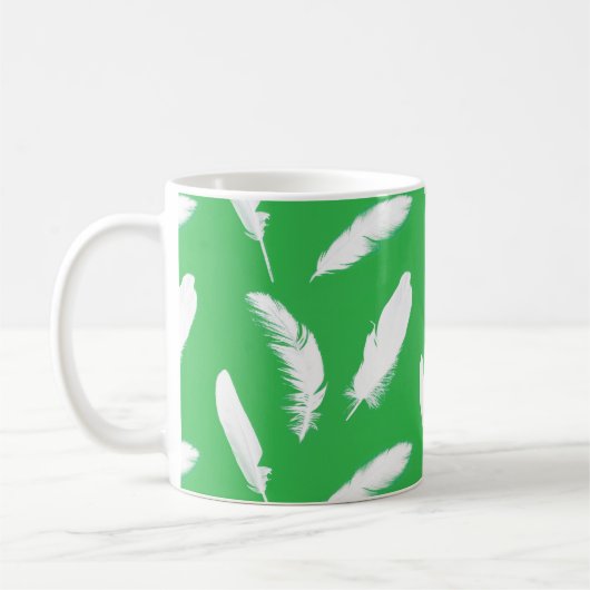 White Feathers on Light Jade Green Kaffeetasse (Links)