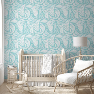 White Feathers on soft baby blue Tapete