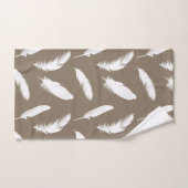 White Feathers on Taupe Tan Badhandtuch Set (Handtuch)