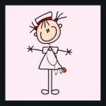 White Female Stick Figure Nurse 2 Poster<br><div class="desc">Nurse T-shirts,  mugs,  cards,  stickers,  tote bags,  buttons,  and other nursing apparel and gifts with a stick figure female nurse with a stethoscope.</div>