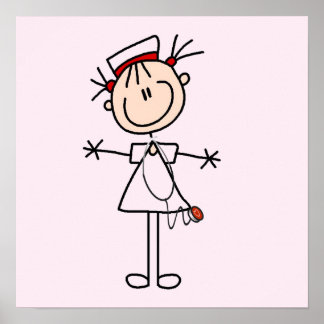White Female Stick Figure Nurse 2 Poster