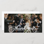 White Feminine Script Wedding Vielen Dank Dankeskarte (Vorne/Hinten)