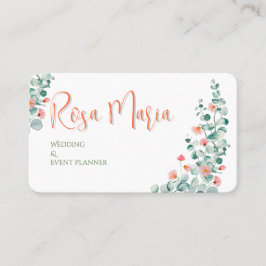 White Feminine Watercolor Floral Event Planner Visitenkarte