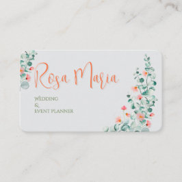 White Feminine Watercolor Floral Event Planner Visitenkarte