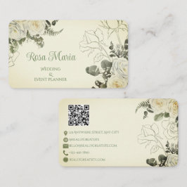 White Feminine Watercolor Floral Event Planner Visitenkarte