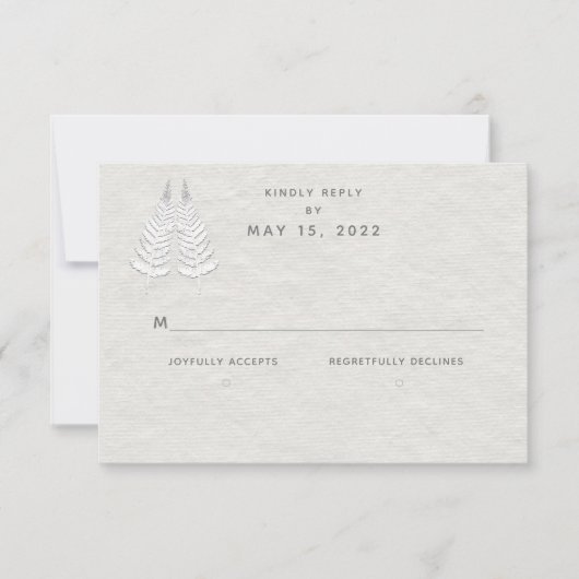 White Fern Wedding Keine Wahl RSVP Karte (Vorderseite)