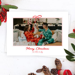 White Festivals Red Bow Weihnachtsfeiertag Foto Feiertagskarte