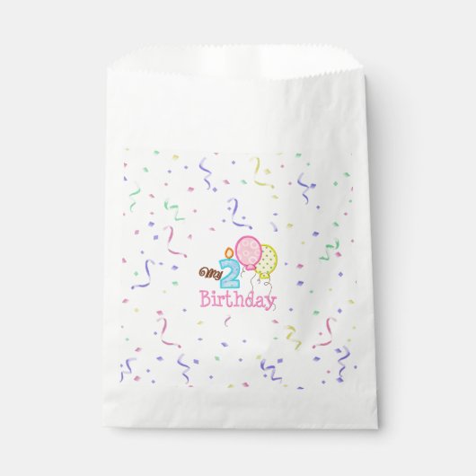 White Fevor Bag/My Second Birthday mit Confetti Geschenktütchen (Vorderseite)