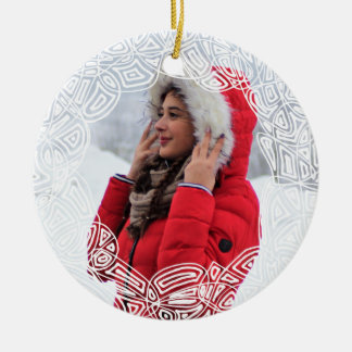 White Filigree - zweiseitig Keramik Ornament