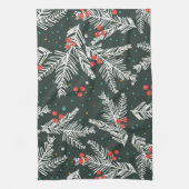 White Fir Branches und Mistletoe Geschirrtuch (Vertikal)