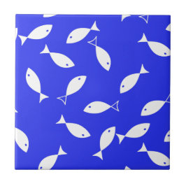 White Fish Blue Background Captain Sea Theme Fliese