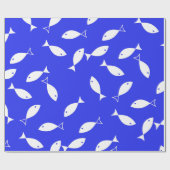 White Fish Blue Background Captain Sea Theme Geschenkpapier (Flach)