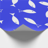 White Fish Blue Background Captain Sea Theme Geschenkpapier (Ecke)