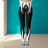 White Flame Black Leggings für Sport & Fitness