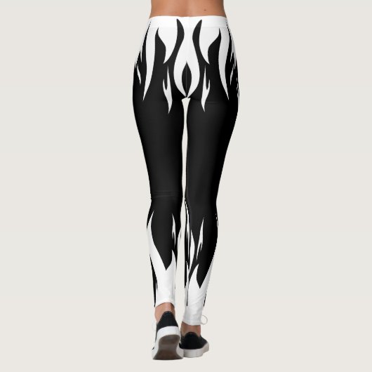 White Flame Black Leggings für Sport & Fitness (Rückseite)