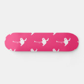 White Flamingo auf Neon Hot Pink Skateboard (Horizontal)