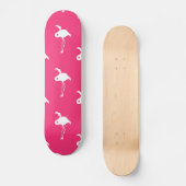 White Flamingo auf Neon Hot Pink Skateboard (Vorderseite)