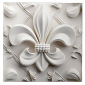 White Fleur De Lis Ceramic Tile Fliese (Vorderseite)