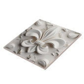 White Fleur De Lis Ceramic Tile Fliese (Seite)