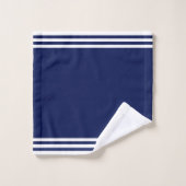 White Fleur-de-Lis & Stripes auf dem Blue Bath Tow Badhandtuch Set (Waschlappen)