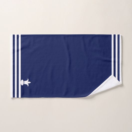 White Fleur-de-Lis & Stripes auf dem Blue Bath Tow Badhandtuch Set (Handtuch)