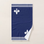 White Fleur-de-Lis & Stripes auf Navy Blue Badhandtuch Set (Handtuch)