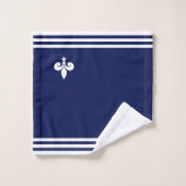 White Fleur-de-Lis & Stripes auf Navy Blue Badhandtuch Set (Waschlappen)