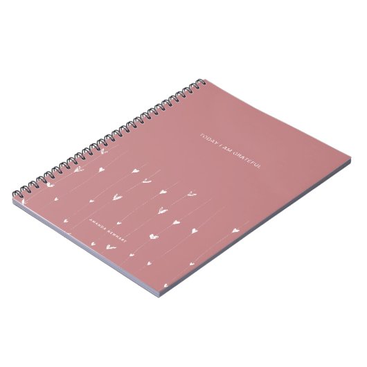 White Floating Hearts Grateful Quote Notebook Notizblock (Linke Seite)