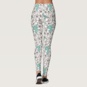 White Flora Bunch Aqua Aquamarin Brown Leggings (Rückseite)