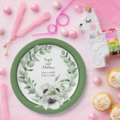 White Floral 20. Wedding Anniversary Paper Plate Pappteller (Party)