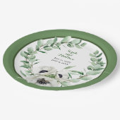 White Floral 20. Wedding Anniversary Paper Plate Pappteller (Schrägansicht)