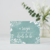 White Floral Any Colour Bridge Wedding Rezept Card Postkarte (Stehend Vorderseite)