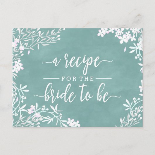 White Floral Any Colour Bridge Wedding Rezept Card Postkarte (Vorderseite)