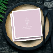 White Floral Art Line Bouquet Lilac Wedding Serviette